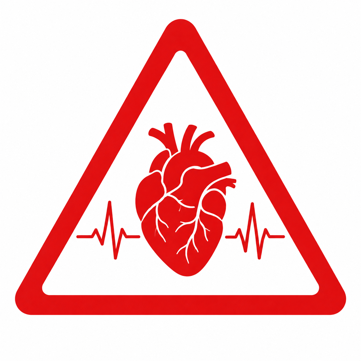 Warning sign or medical heart graphic