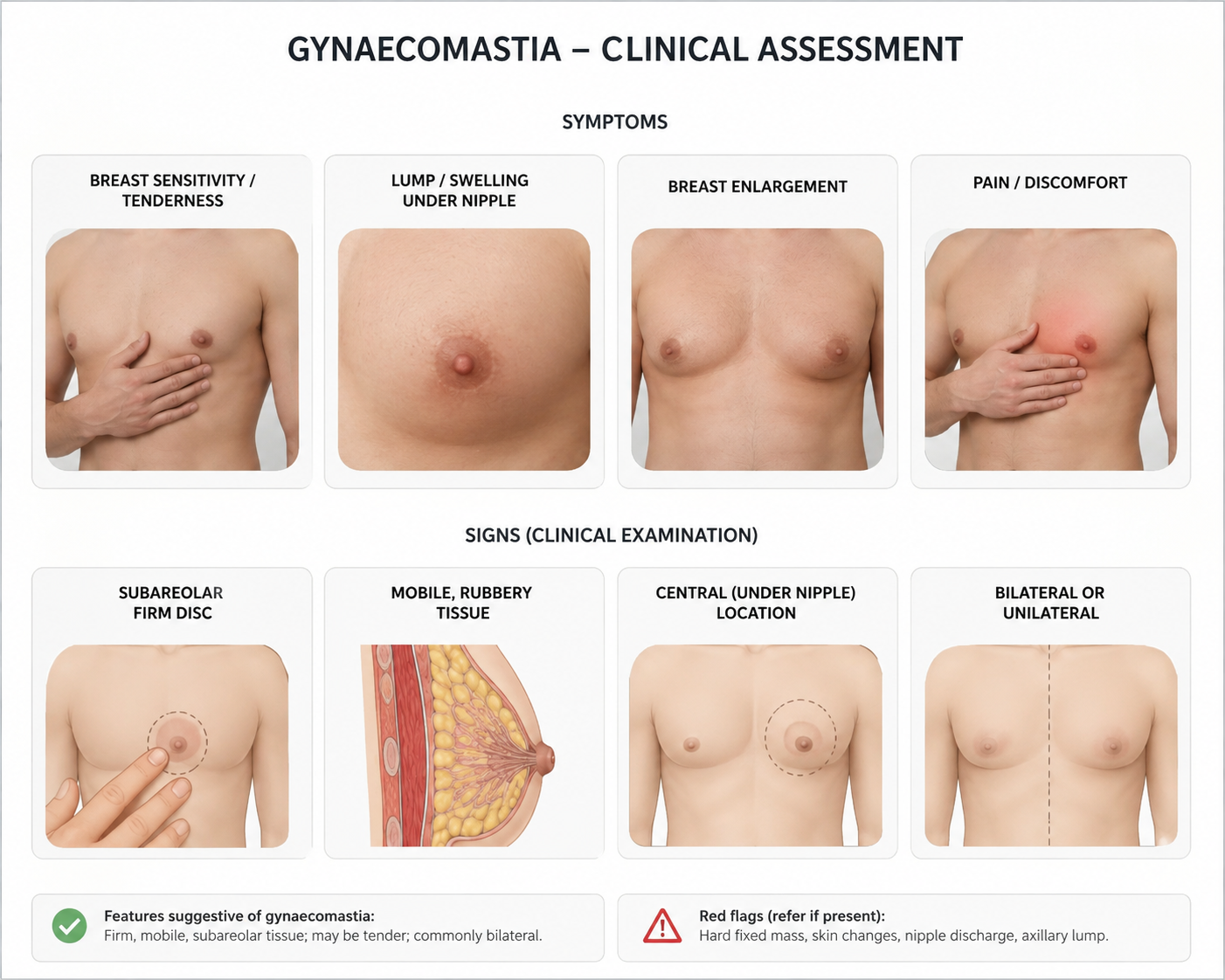 Clinical assessment of gynaecomastia and breast symptoms in men
