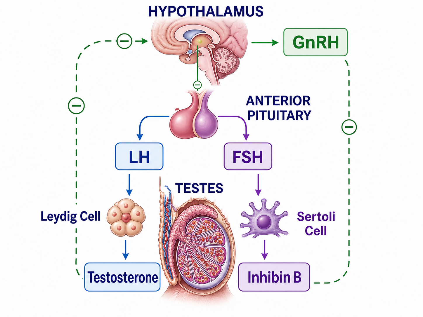 Medical diagram of male anatomy or blood test